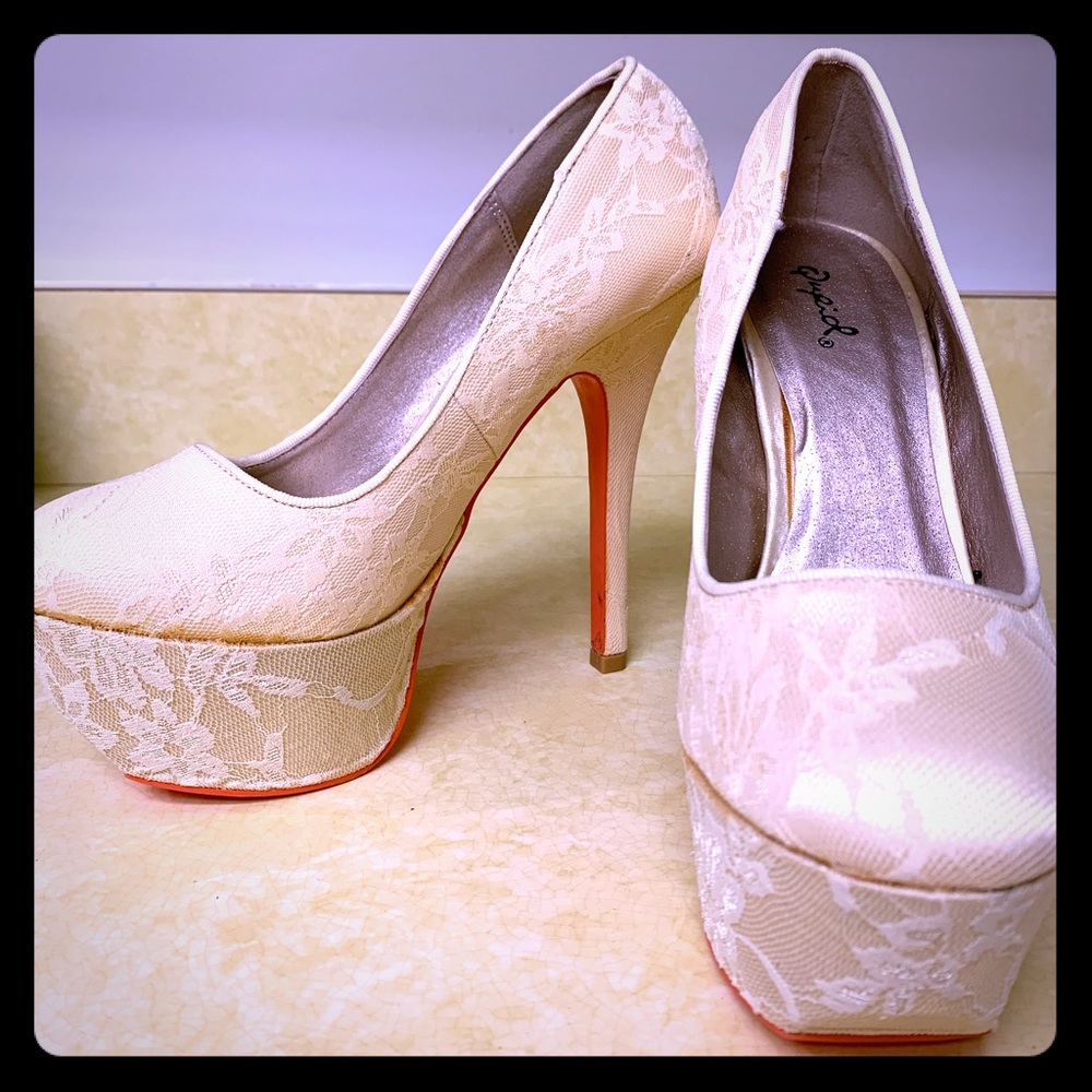 Cream Lace Heels
